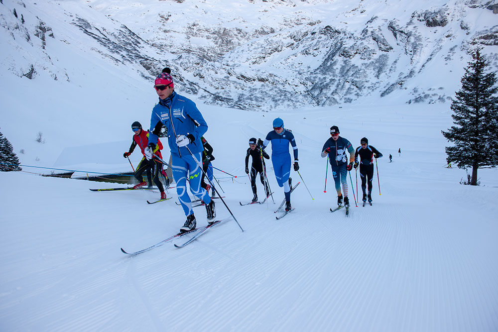 Nordisch Athleten auf dem Schnee